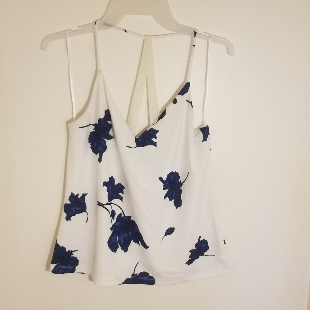 Dynamite white and blue floral top